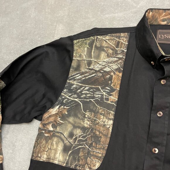 Lynch Men’s Shirt Black Camo Long Sleeve Button Down Size Large Hunting Outdoor - Picture 2 of 7